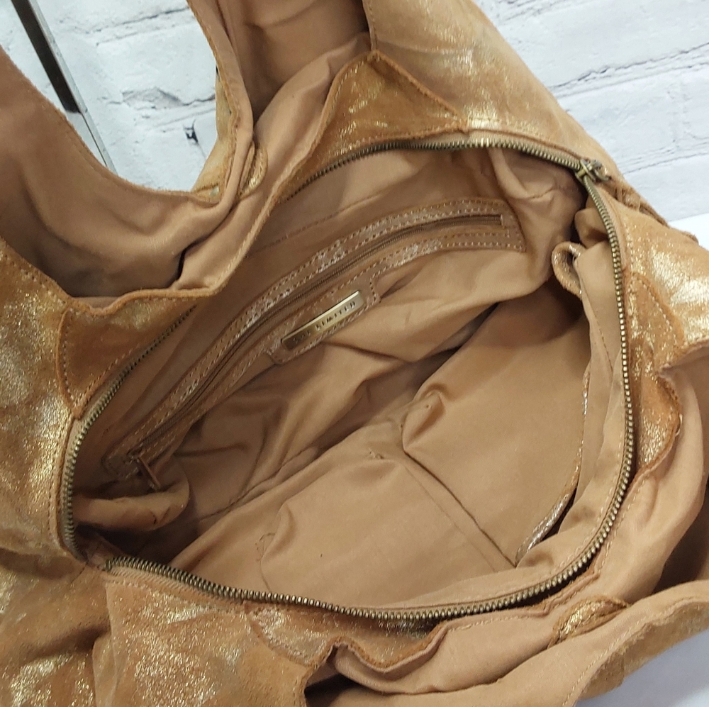 'THE LIMITED' GOLDEN GODDESS LEATHER HOBO STUDDED SHOULDER BAG TOP-ZIP - Picture 10 of 15